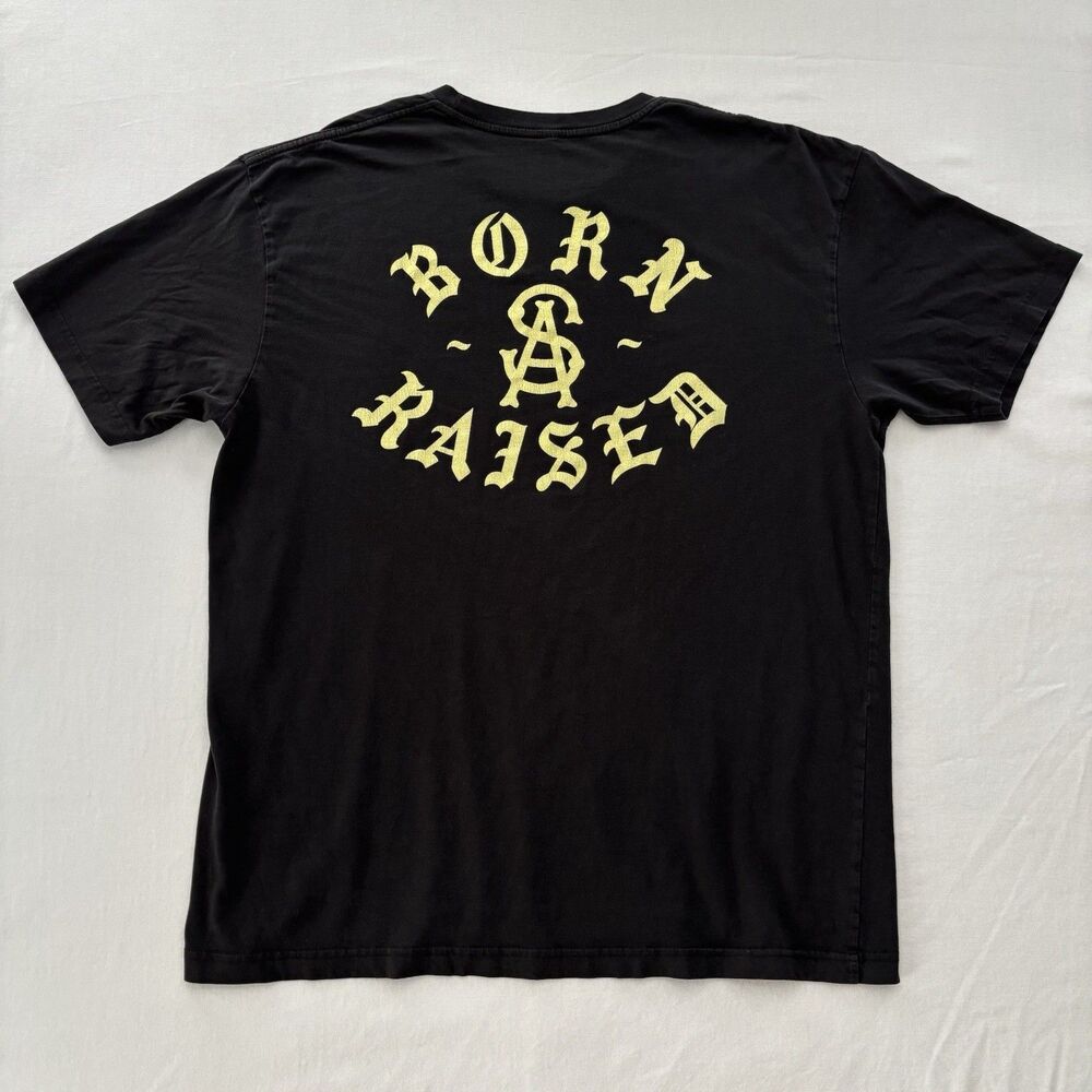Born x Raised “SA” Black XL T-Shirt Gothic Logo Streetwear Rare Vintage Style